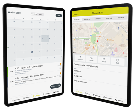 mappa appuntamenti tecnici tech away